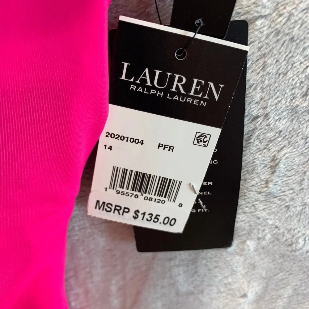 Lauren Ralph Lauren Pink One-Shoulder Ruched One-Piece Swimsuit 14 20201004
